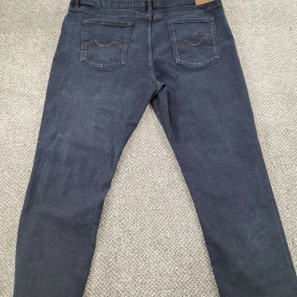 Urban Star Mens Dark Wash Straight Leg Stretch Denim Jeans 44x30 Blue Stretch